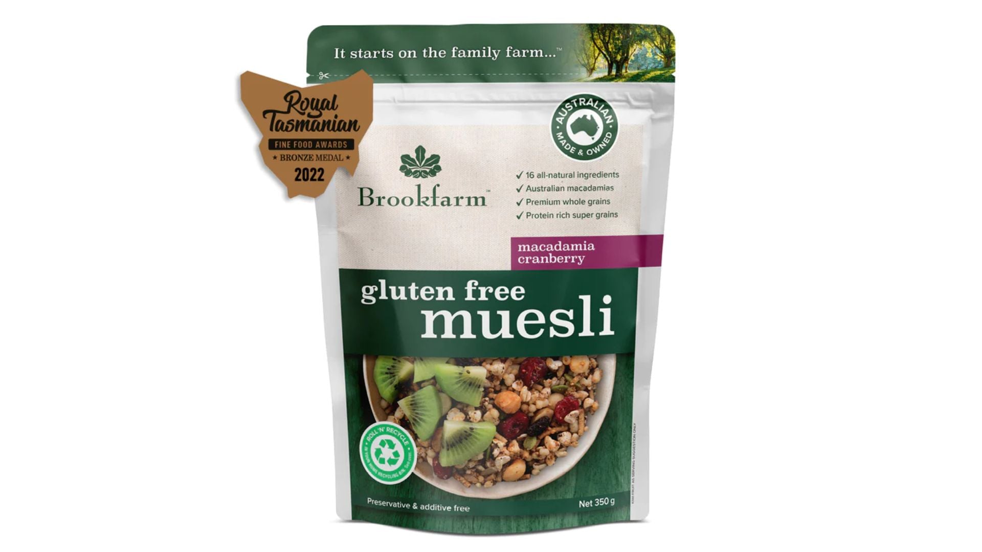 Brookfarm GF Muesli Macadamia Cranberry 350g