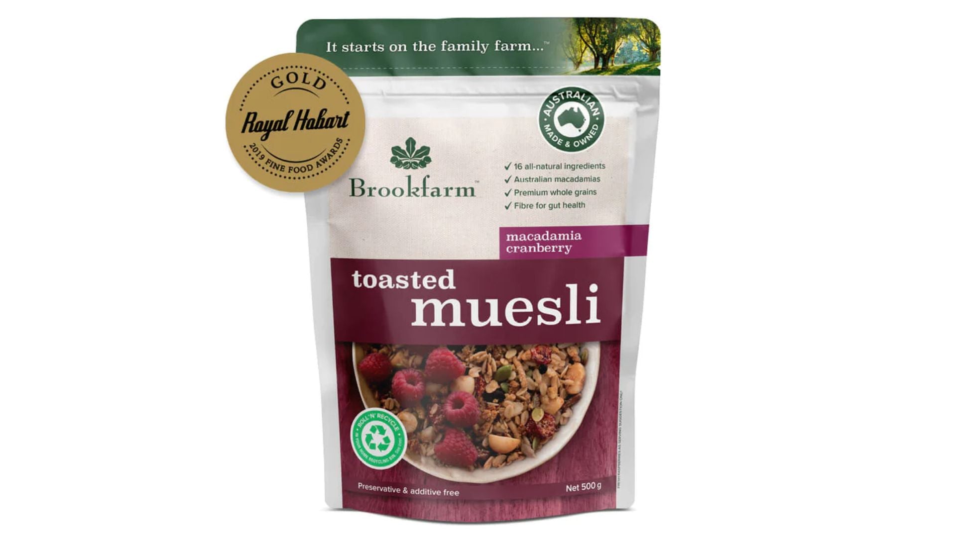 Brookfarm Toasted Muesli Macadamia Cranberry 500g