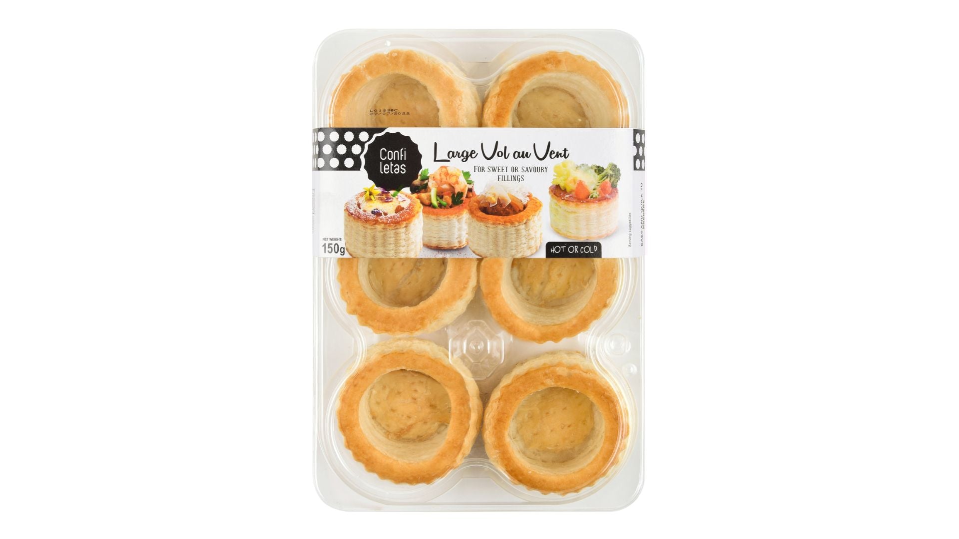 Confiletas Large Vol Au Vent Pastry Shells 6pk 150g