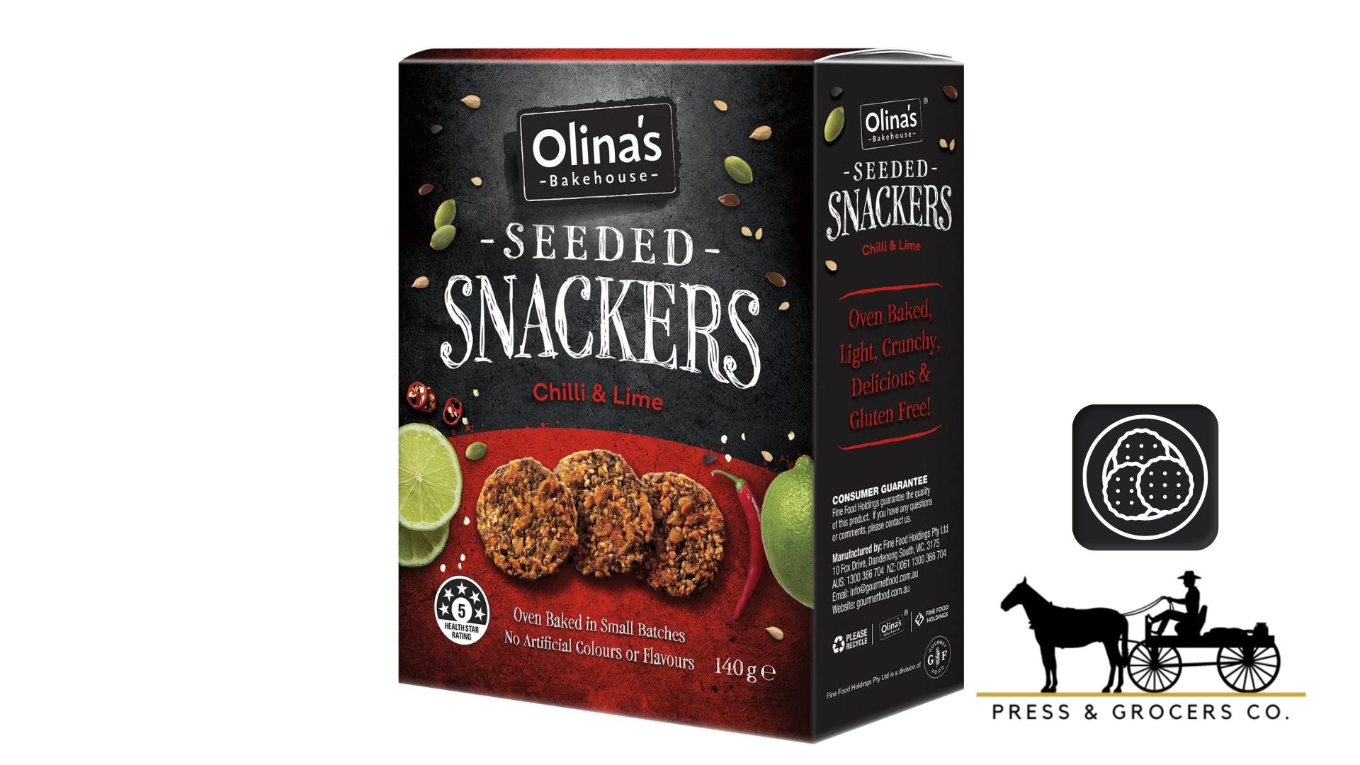 Olina's Seeded Snackers Chilli & Lime 140g