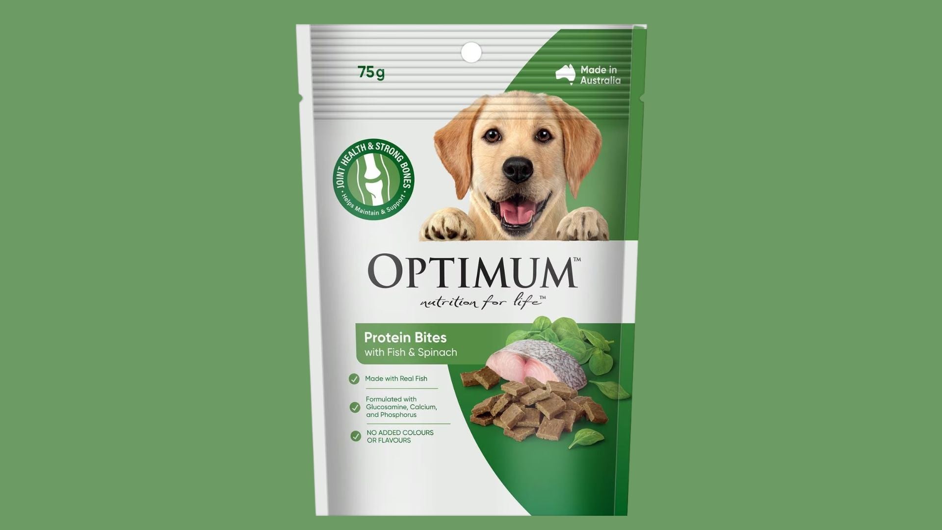 Optimum Dog Protein Bites With Fish & Spinach 75g