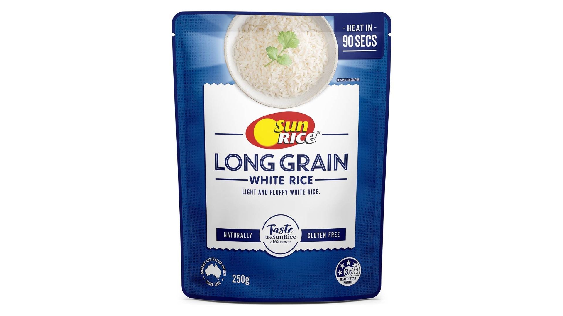 Sunrice Microwave White Long Grain Rice Pouch 250g