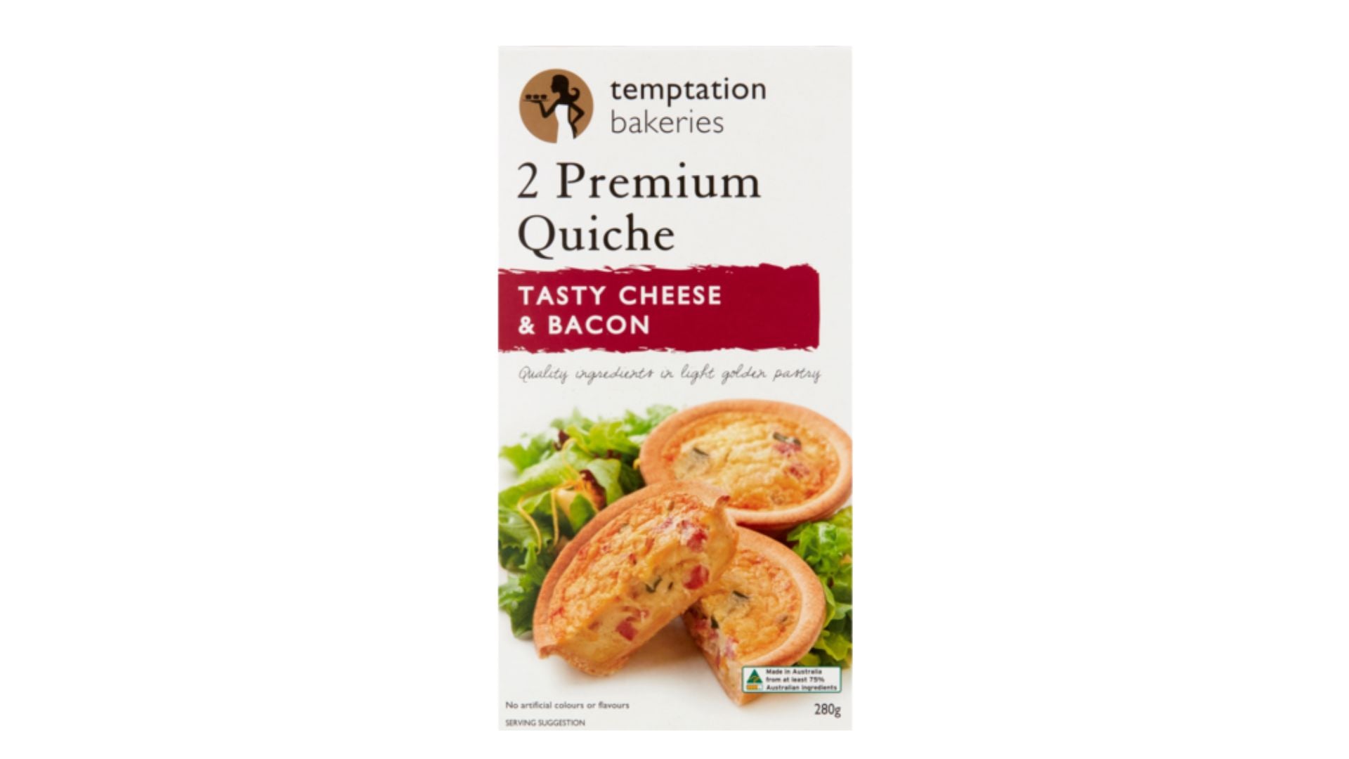 Temptation Premium Quiches Tasty Cheese & Bacon 280g