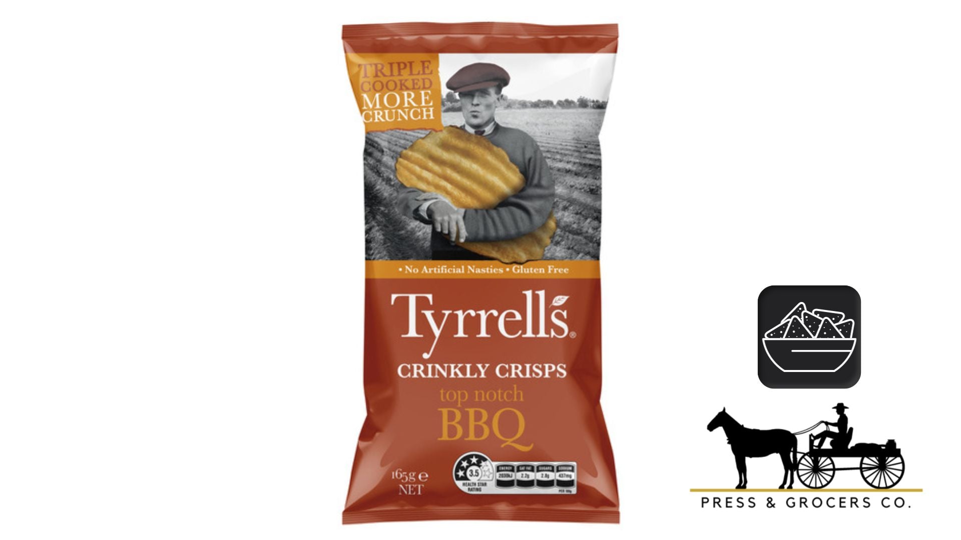 Tyrrells Top Notch BBQ Crisps 165g