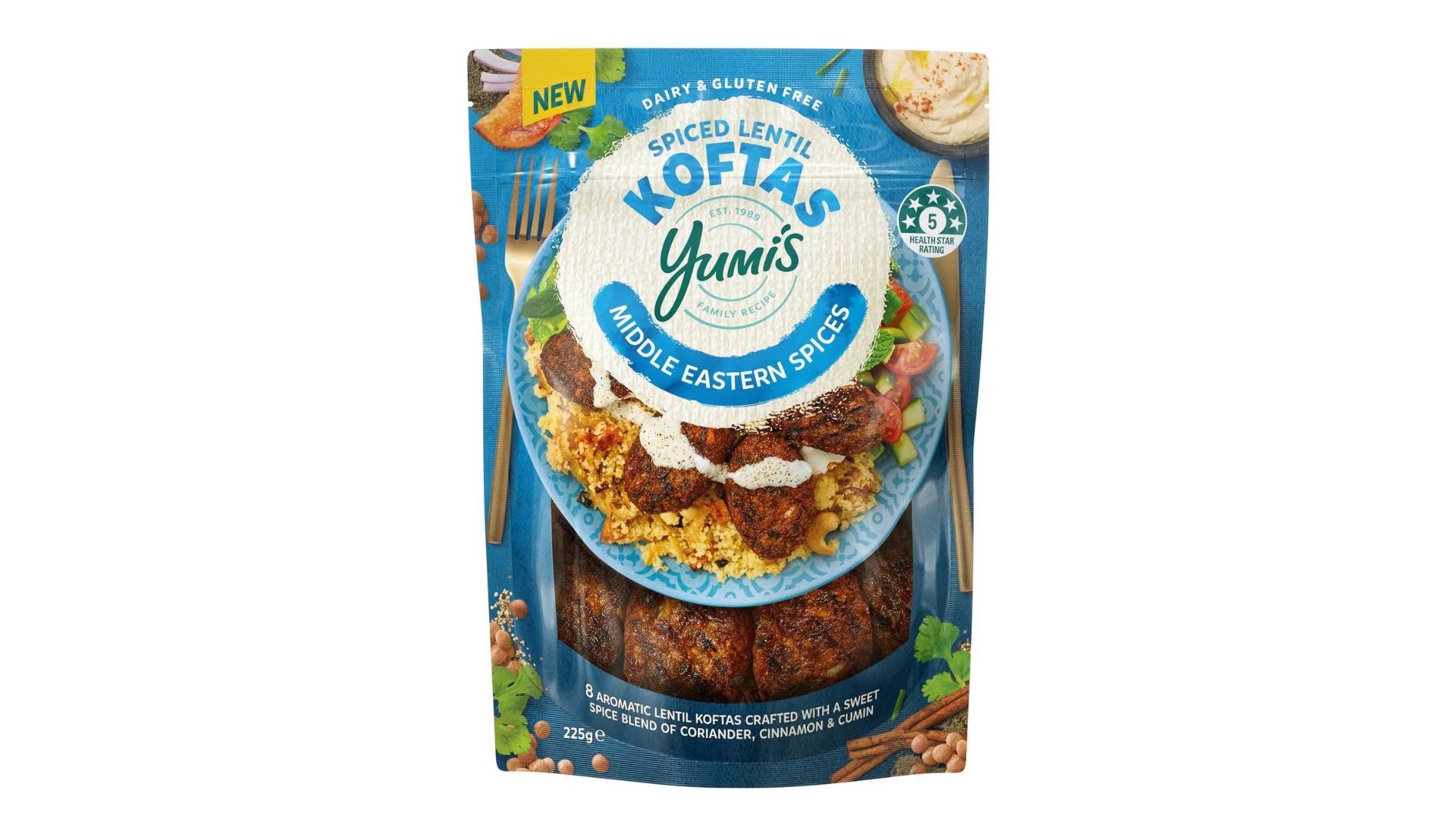 Yumi's Spiced Lentil Koftas Middle Eastern Spices 8pk 225g