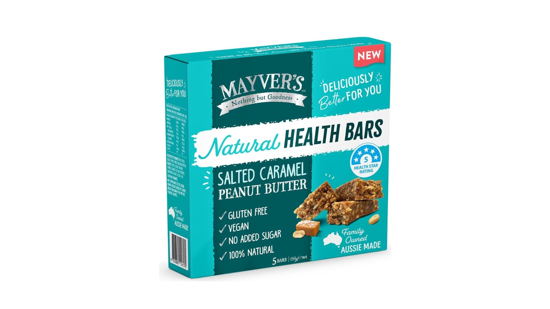 Mayver's Health Bar Salted Caramel Peanut Butter 5pk