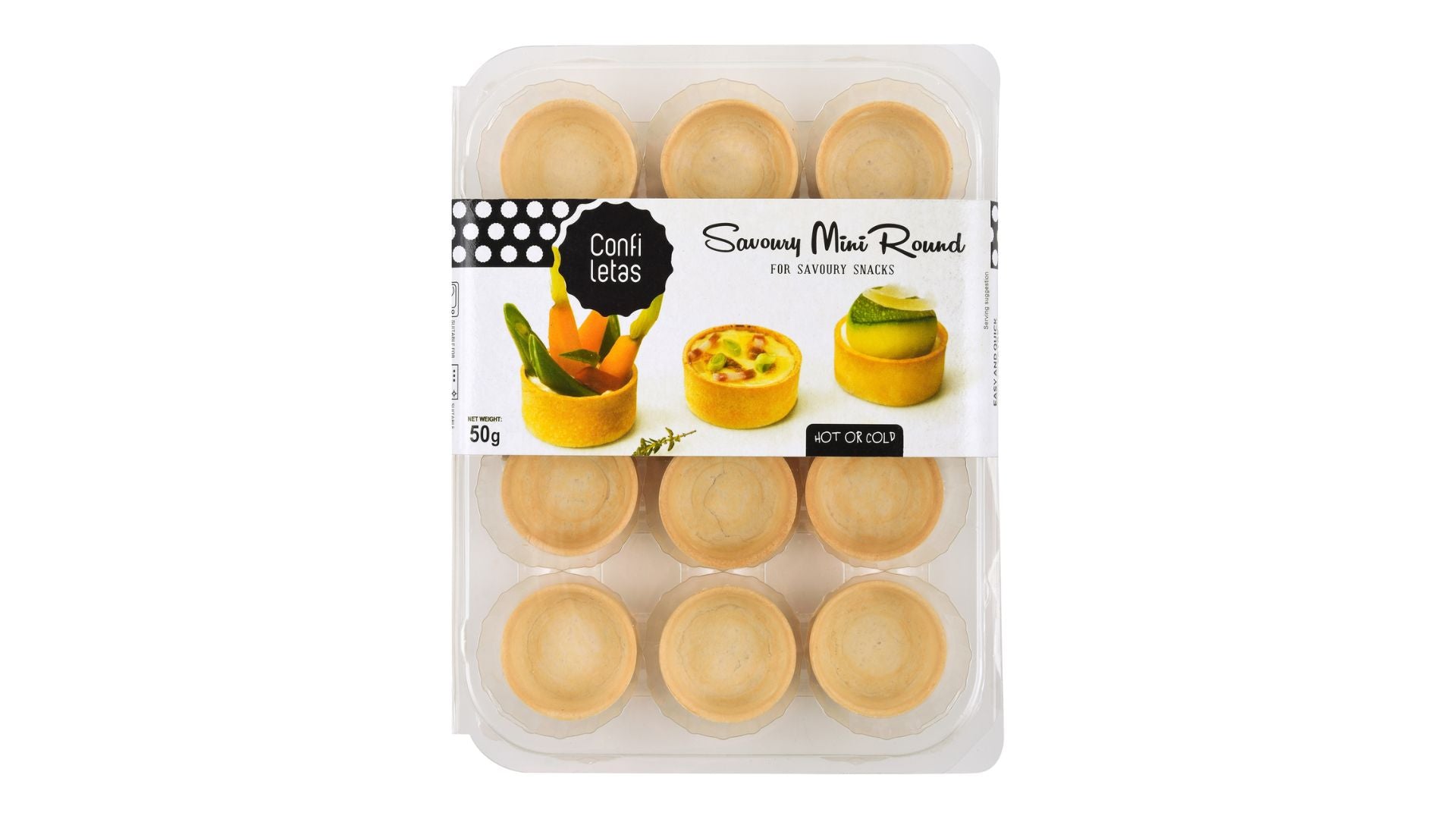 Confiletas Mini Savoury Round Pastry Cases 12pk