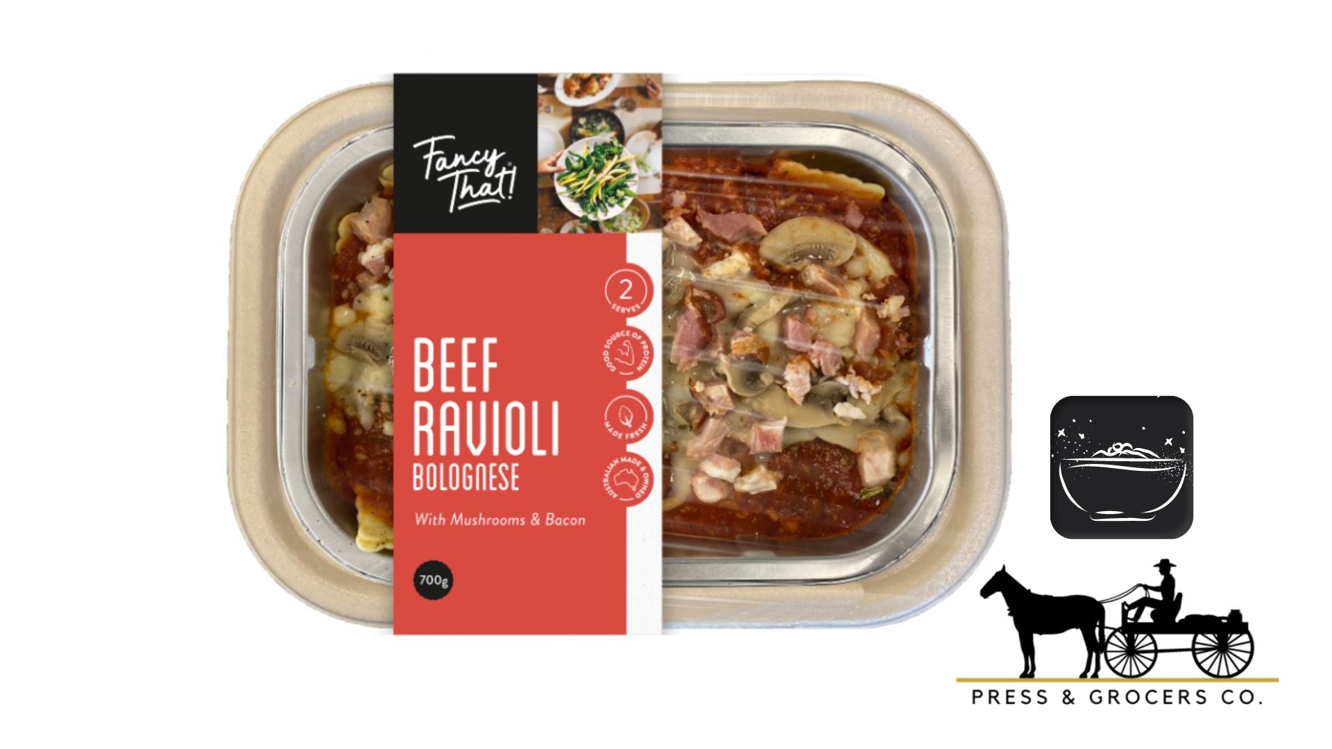 Fancy That Meal Beef Ravioli Bolgnese with Mushrooms & Bacon 700g