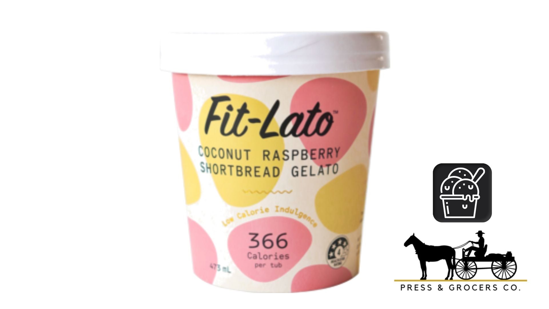 Fit-Lato Coconut Raspberry Shortbread Gelato 473ml