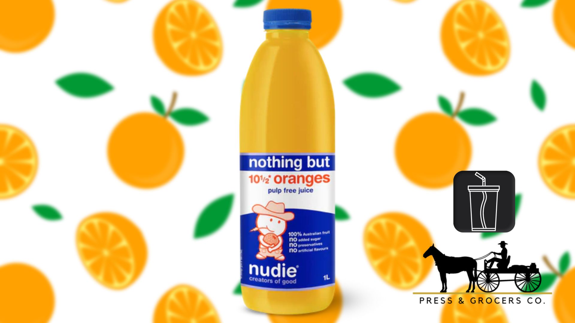 Nudie Nothing But Orange Juice Pulp Free 1L