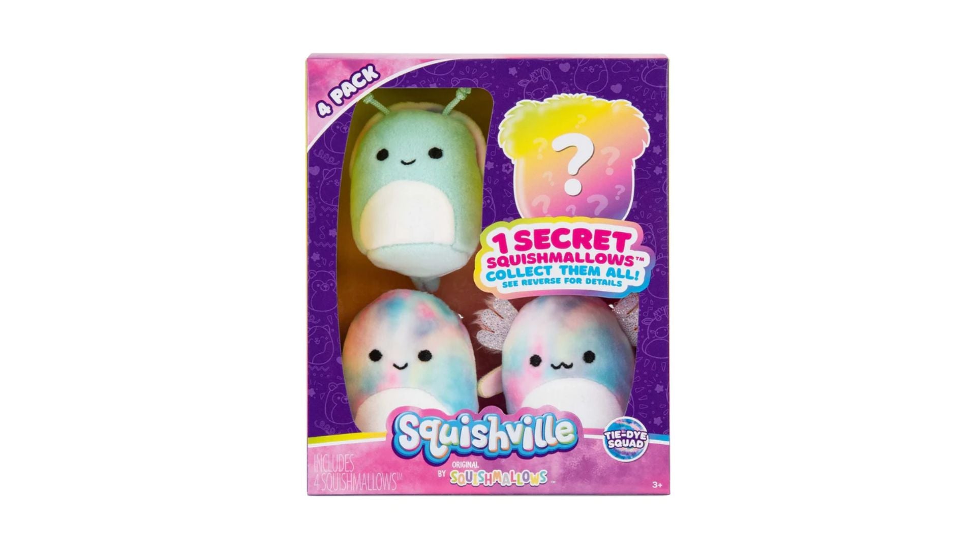 Squishmallows Squishville Secret Tie-Dye Squad Mini Plush 4 Pack