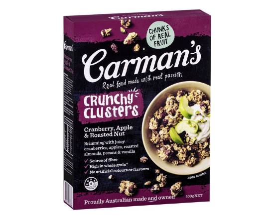 Carman's Crunchy Oats Cranberry Apple Roasted Nut Clusters 500g