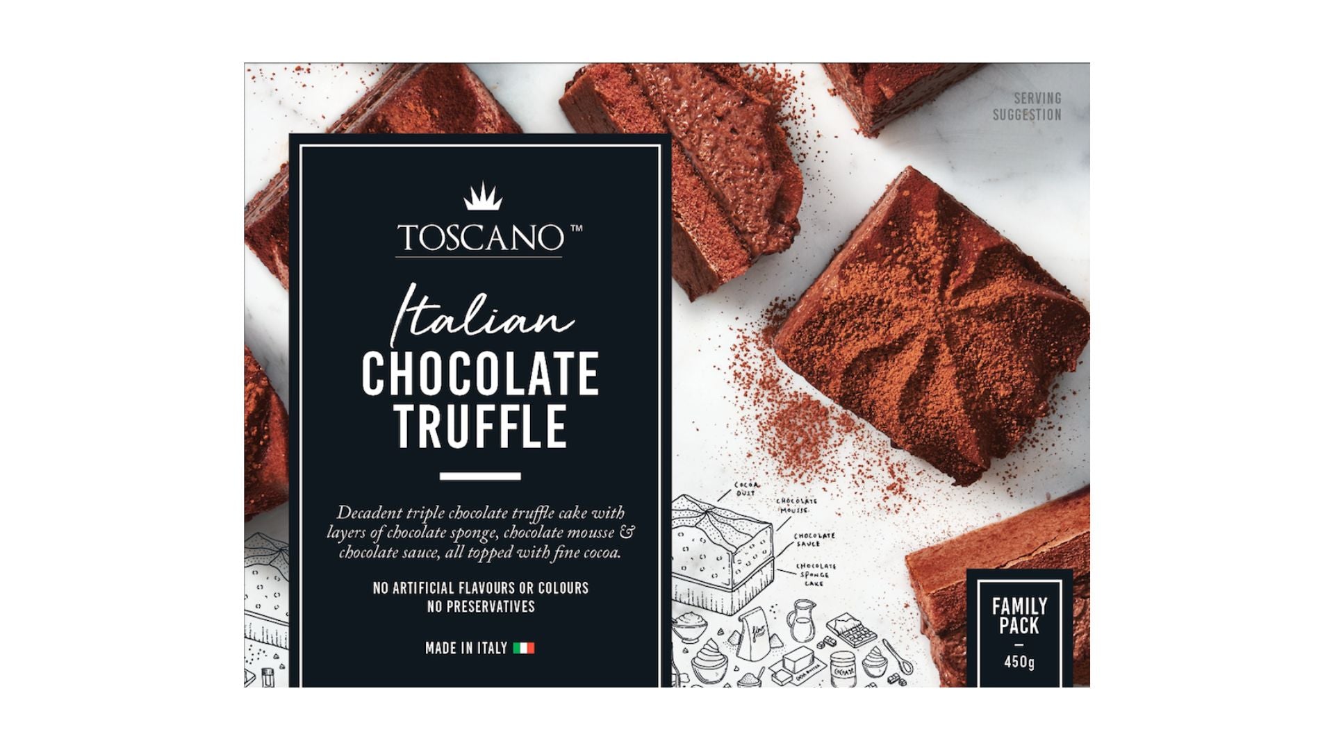 Toscano Chocolate Truffle Cake 450g