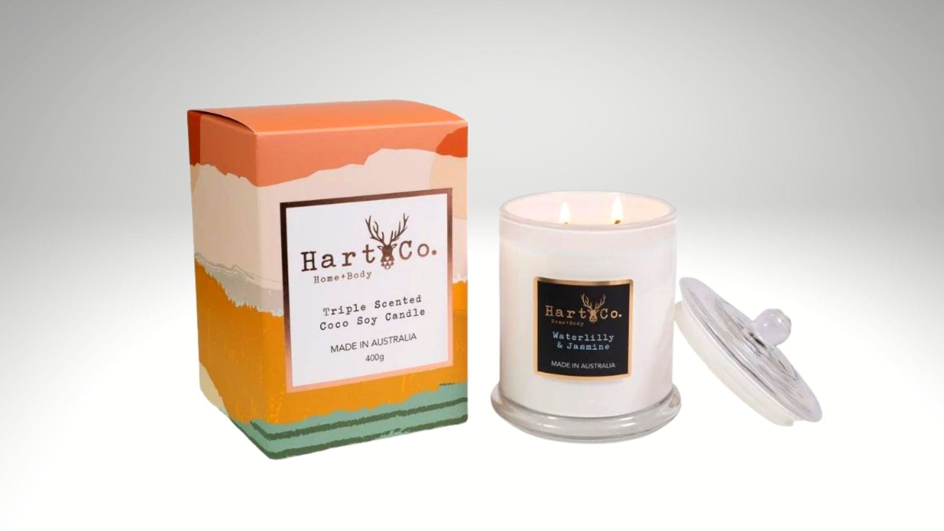 Hart Co Waterlilly & Jasmine Large Double Wick Candle 400g