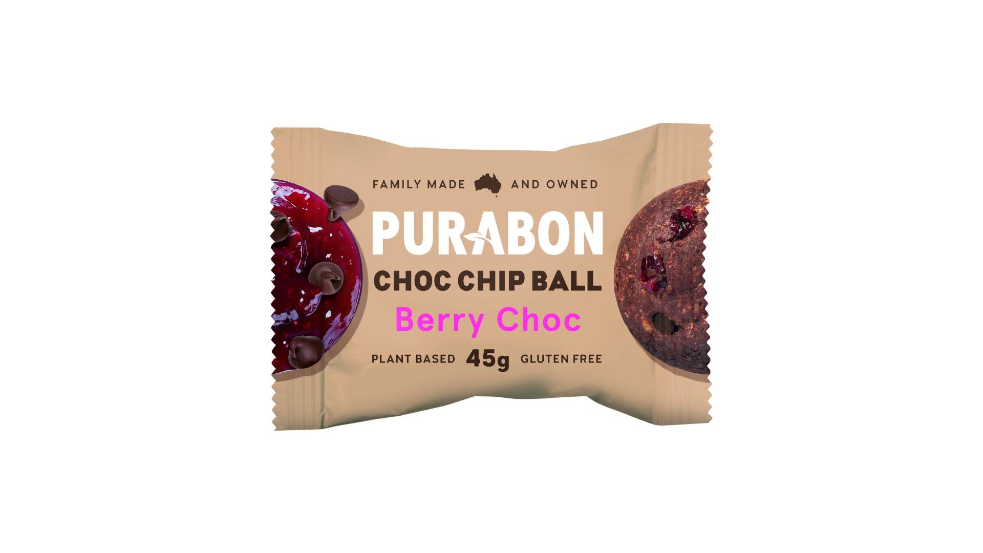 Purabon Choc Chip Ball Berry Choc 45g