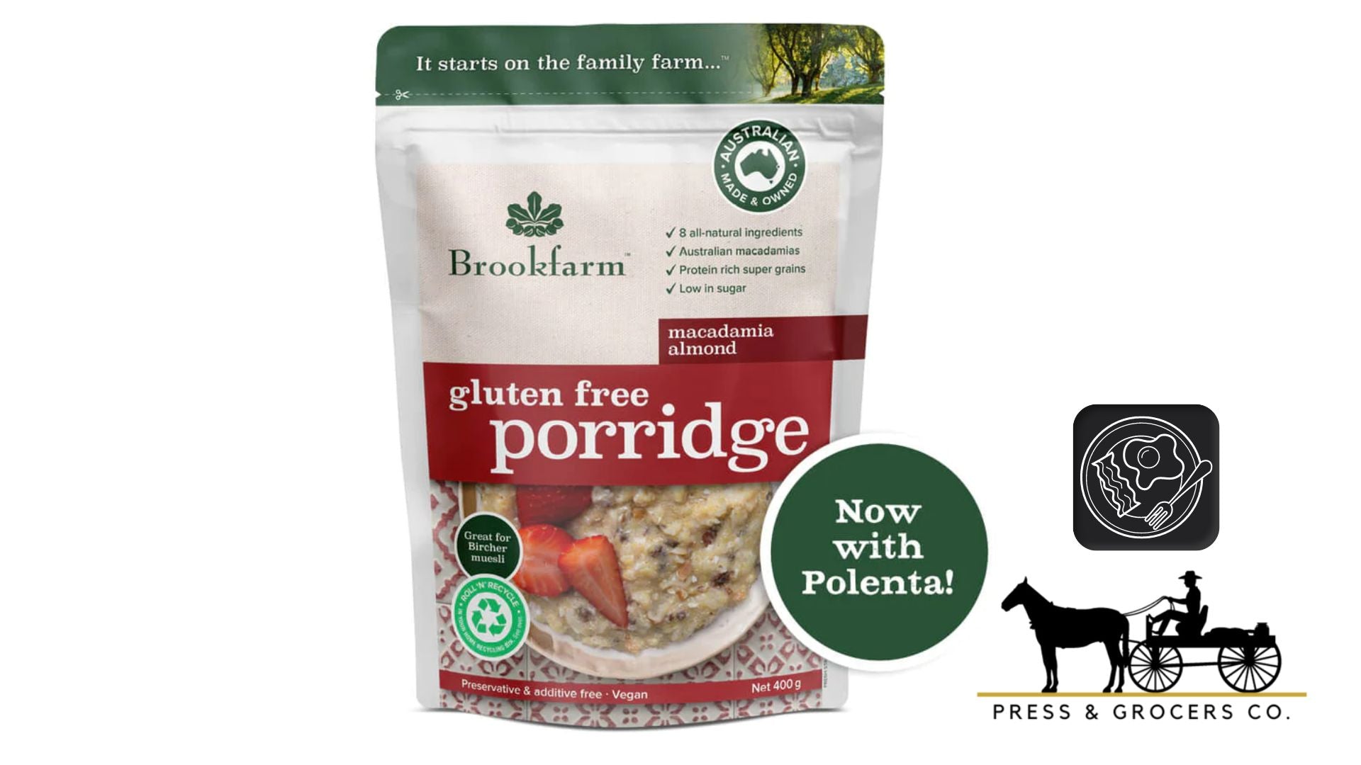 Brookfarm GF Porridge Macadamia Almond 400g