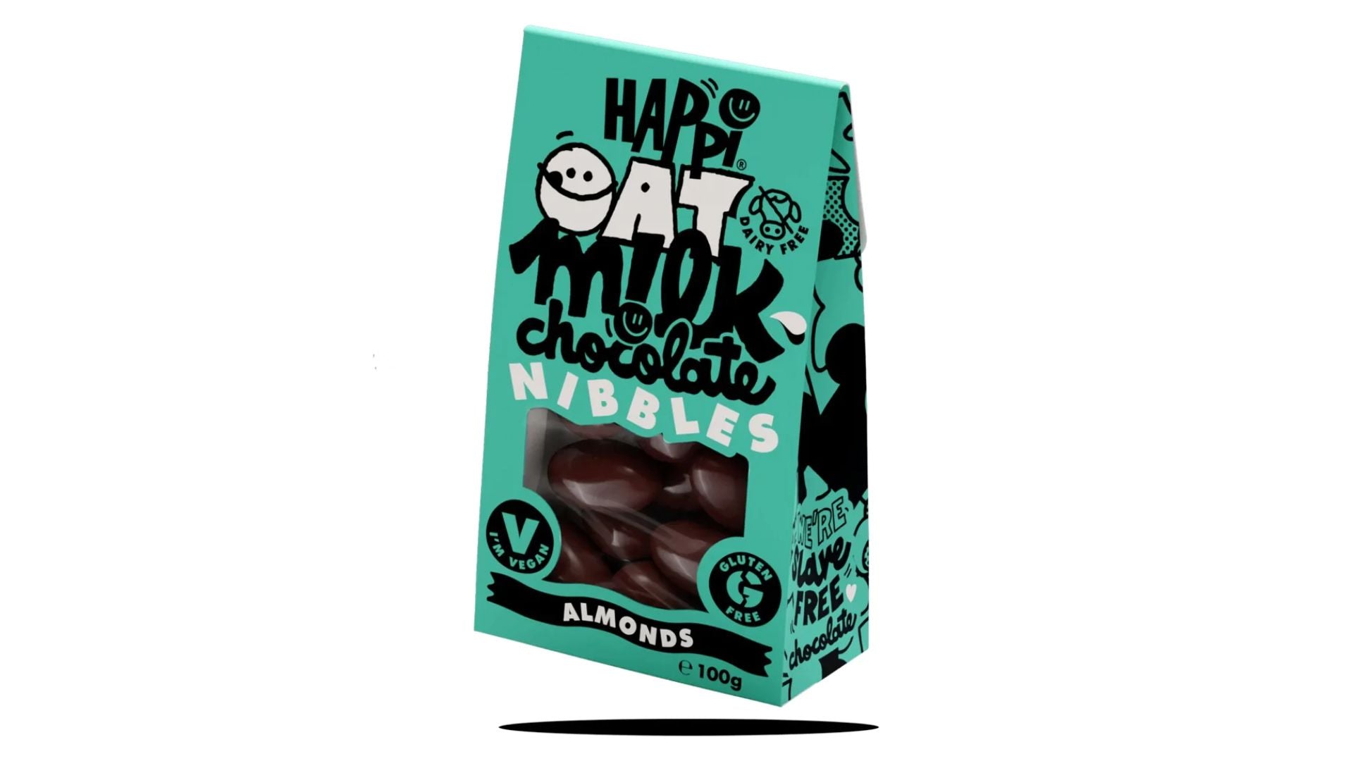 Happi Oat Milk Chocolate Nibbles Almonds 100g