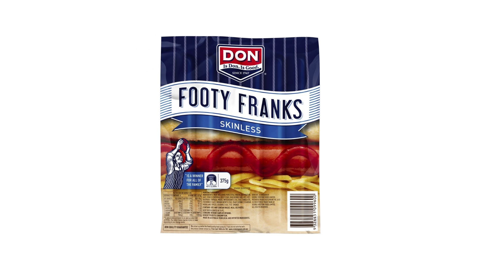 Don Skinless Footy Franks 375g